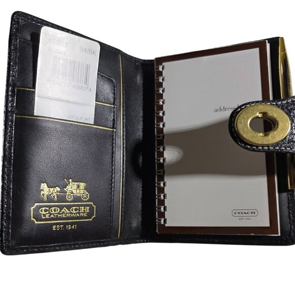 Coach Address Book Wallet card holder black pebbled leather Turnlock Closure - Picture 4 of 7